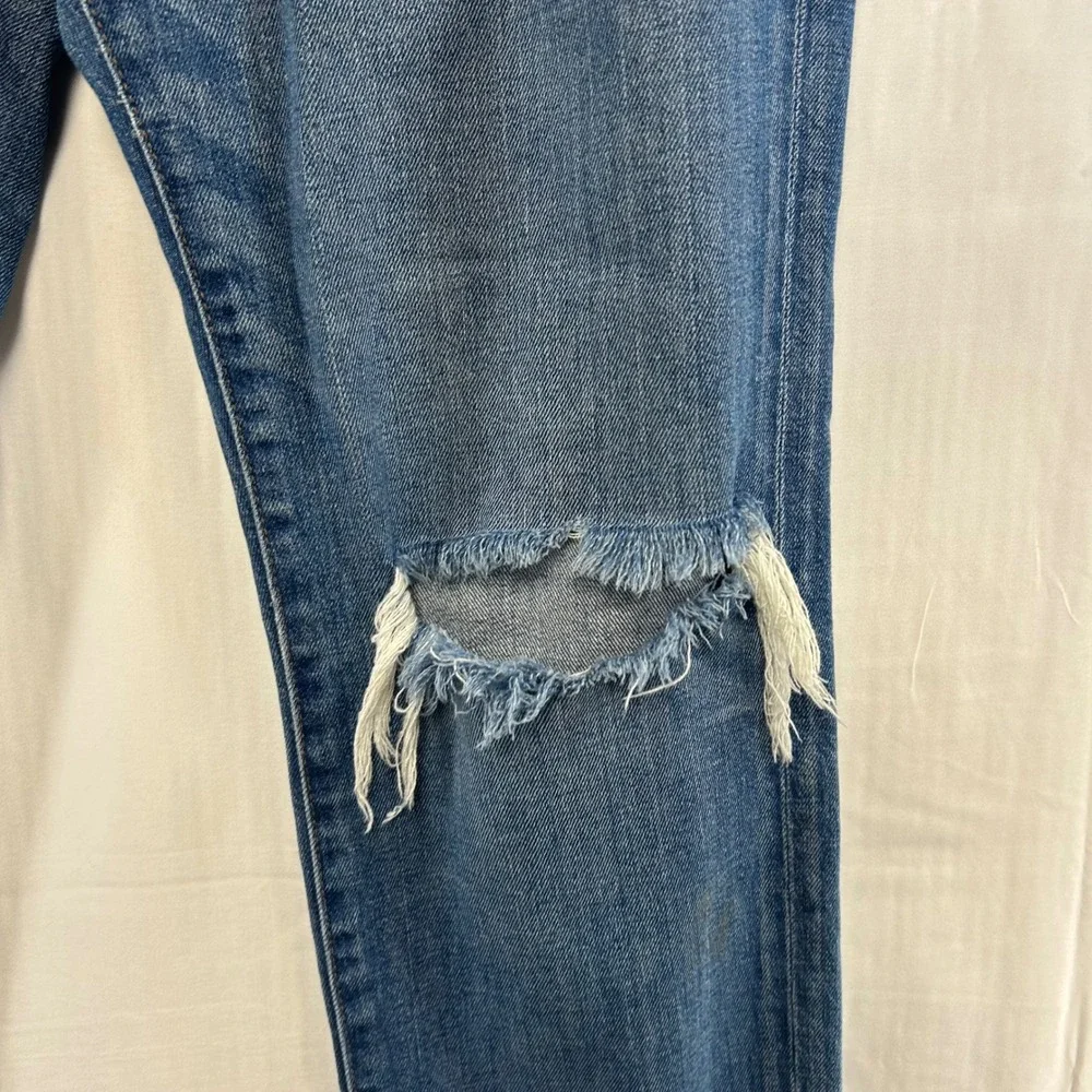 J.Crew Vintage Straight Jeans Womens 28‎ Blue Distressed Raw Hem F8024